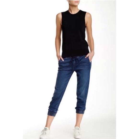 Mother Drawstring Crop Trainer Jeans SZ 26
